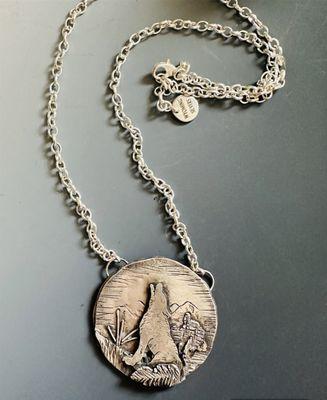 Dimensional hand forged silver necklace