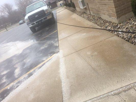 Fresh cut concrete, now handicap accessible.
