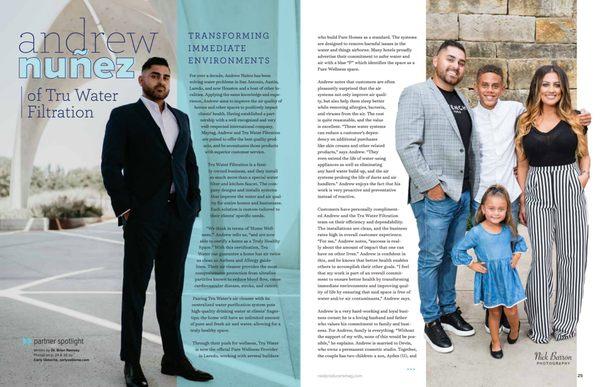 Check out this great article in Real Producers Magazine on our very own Andrew Nunez, owner of Tru Water Filtration.