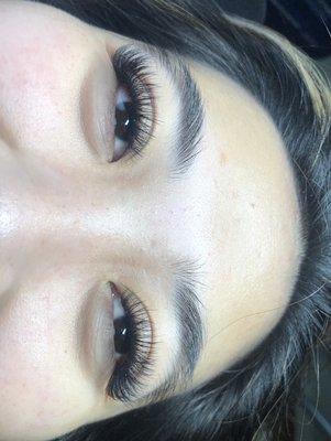 Wispy volume lash extensions. Mix of c + d curl, 10-15mm.