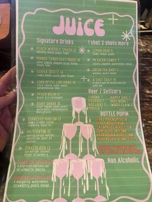 Drink menu