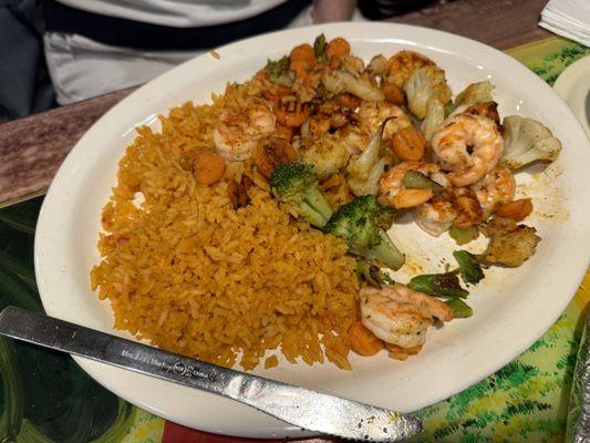 Shrimp and veggies at Margarita's Grill on May 27, 2024