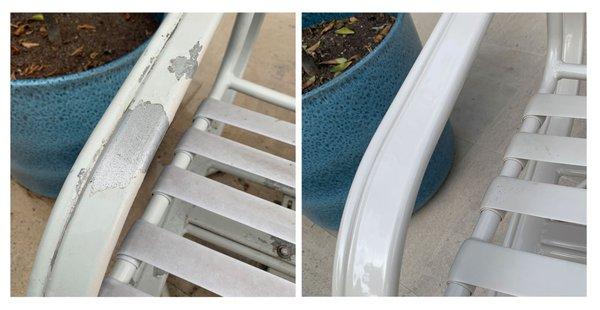 Tropitone tilt/swivel chair, before & after