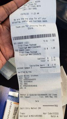 $2.16 at ups