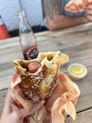 Chili cheese hot dog