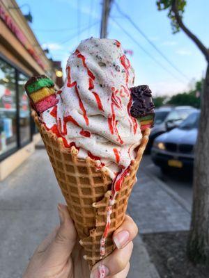 Rainbow cookie cone