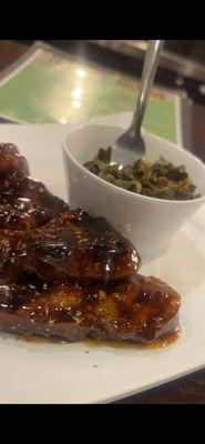 Lamb chops and greens