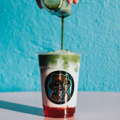 Our house-made Macerated Strawberry and Ceremonial Single Origin Matcha.