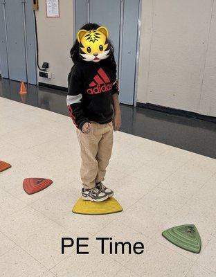 Our son having fun during his PE time.