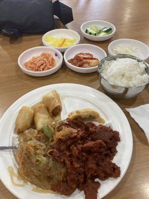 Spicy pork lunch special.