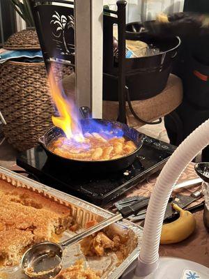 Dessert Time
Make of banana flambé and mango cobbler.