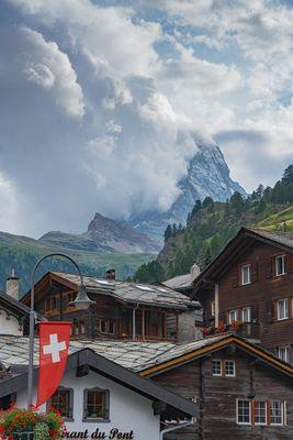 village of Zermatt, Switzerland - view of Matterhorn