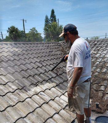 Tile roof, Pressure Clean before repaint.