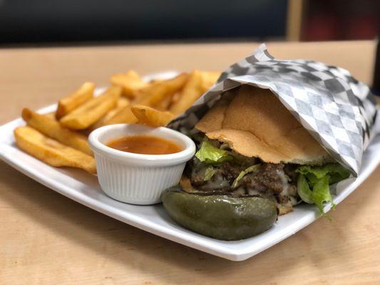 Tortas Platos - Asada House hot sauce French fries