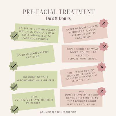 Pre-Facial do's and don'ts