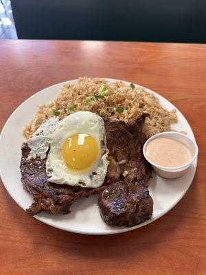 Steak W/garlic rice and egg