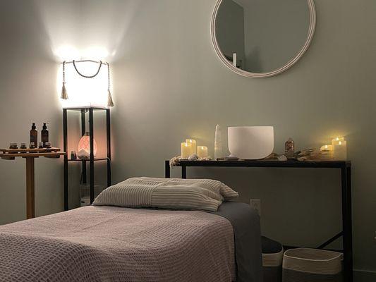 This is a nurturing, peaceful setting designed to help clients unwind and restore harmony in both body and mind.
