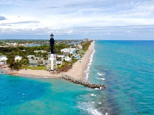 Hillsboro Inlet Lighthouse on an incoming tide. Love the water color here.