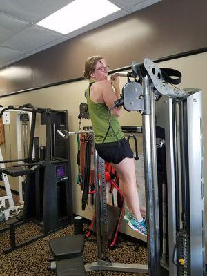Military wife doing her first pull up!