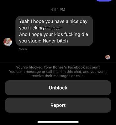 Tony using derogatory terms and threatening children.