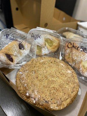 Apple cranberry pie + danishes