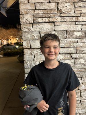 Rocking his new hair