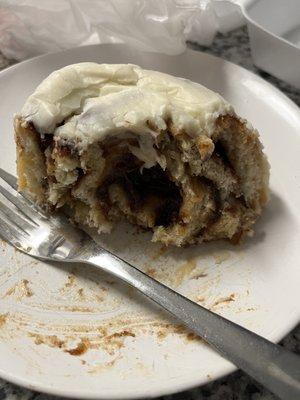 Our 2/3 eaten cinnamon roll. SO good.