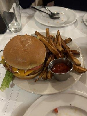Veggie burger and fries