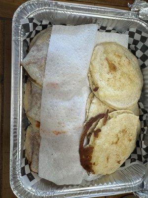 Dozen of Gorditas freshly made.