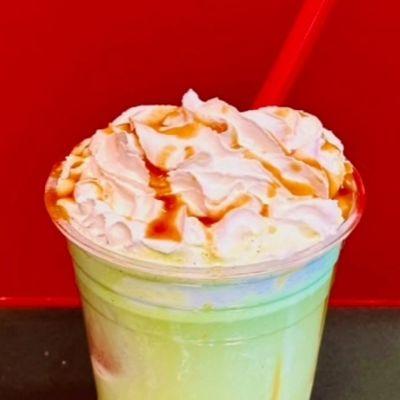 Yummy green apple carmal Italian floats. Many other flavors available