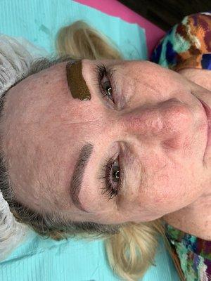 She had no eyebrows, and I did microblading for her