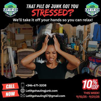 Life's stressful enough, don't let the clutter add to it! We make junk removal quick, easy and stress-free.