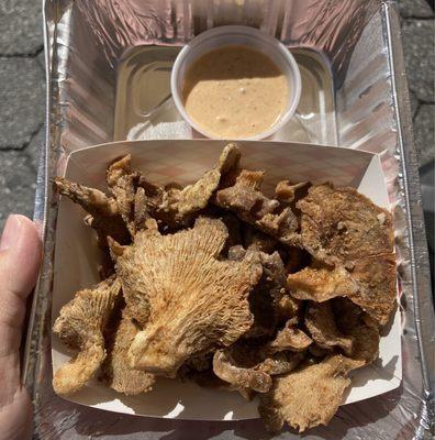 Fried shrooms with LJ sauce
