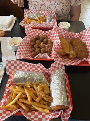 Shrimp Po Boys, Hush Puppies, Catfish & Crab Cakes