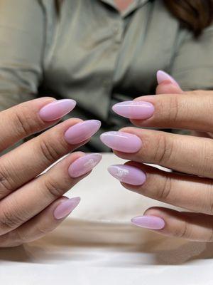 GelX nails, sheer lavender