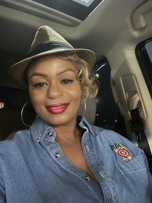 The next day smiling thru the pain. My hair was shedding soo bad.