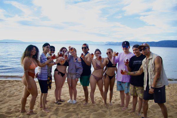 College Students enjoying an AYCE Palmer at Lake Tahoe