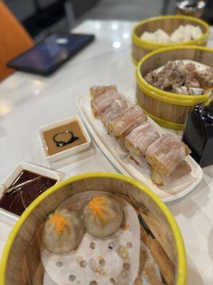 XLB, rice roll with donut, spare rib, steamed chia siu bao