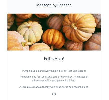 Fall special - enjoy some pumpkin spice