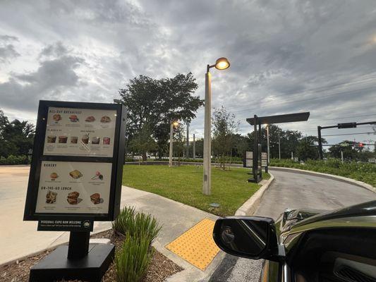 Preliminary drive/thru menu