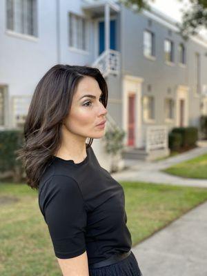 Haircut and hair color