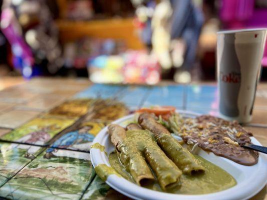 3 taquito combo come with beans and salad. Better than Cielito Lindo.