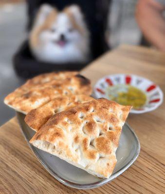 Complimentary Housebaked Pide w/ olive oil dip