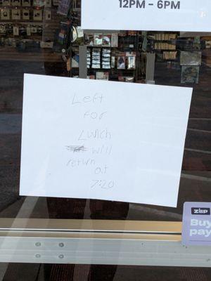This was on the door when trying to go here 6/27/2025. They really just shut down the whole store during operating hours?