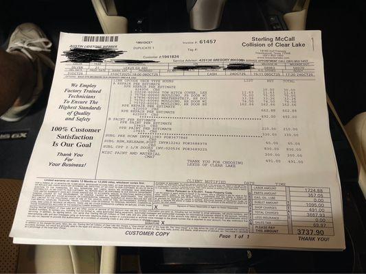 Final bill at 3x my quote.