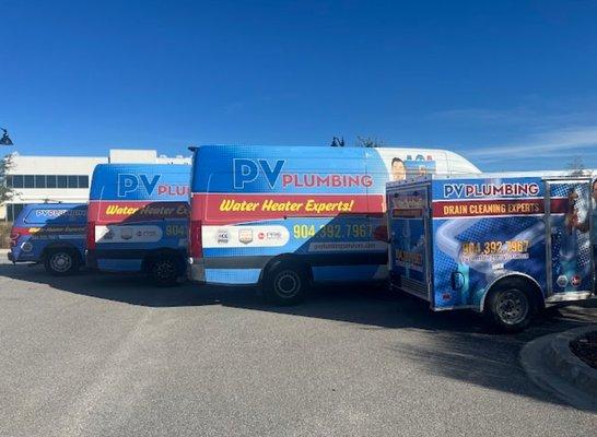 PV Plumbing Water Heater and Drain Cleaning Vehicles