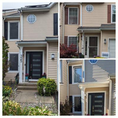 Before and after pictures, replaced old double hung windows that were not closing at all anymore. Really enjoying the clean modern look.