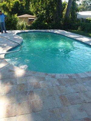 Remodel job. resurface, new tile and pavers for The O'tooles .Great couple and what a beautiful pool they have to enjoy now .