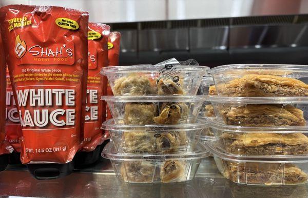 Packaged White Sauce and Baklava