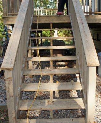 Deck Restoration In Ledyard, CT Coating stripped, deck cleaned and lightened